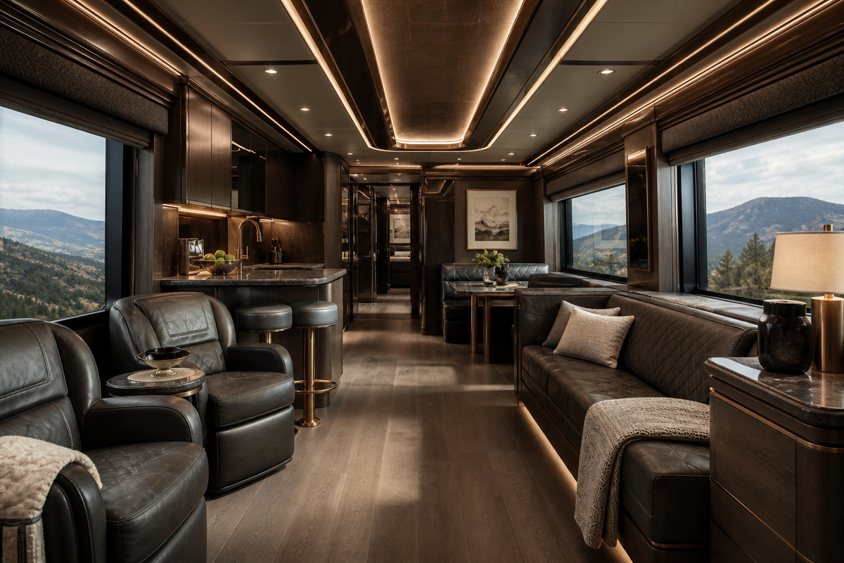 Luxury coach crafted interior